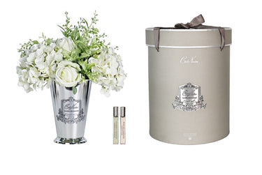 Grand Summer Posies Green & White in Silver Goblet - GSS01 (carton of 1)